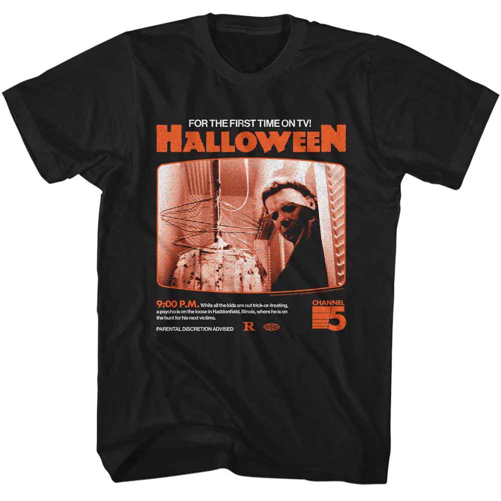 HALLOWEEN-HALLOWEEN TV GUIDE 81-BLACK ADULT S/S TSHIRT