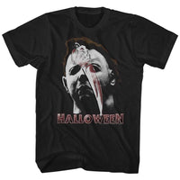 Thumbnail for HALLOWEEN-MASK AND KNIFE-BLACK ADULT S/S TSHIRT