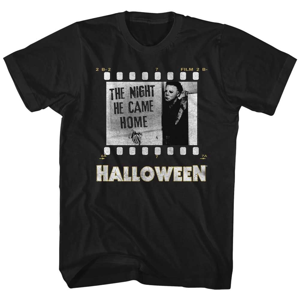 HALLOWEEN-FILM STRIP-BLACK ADULT S/S TSHIRT