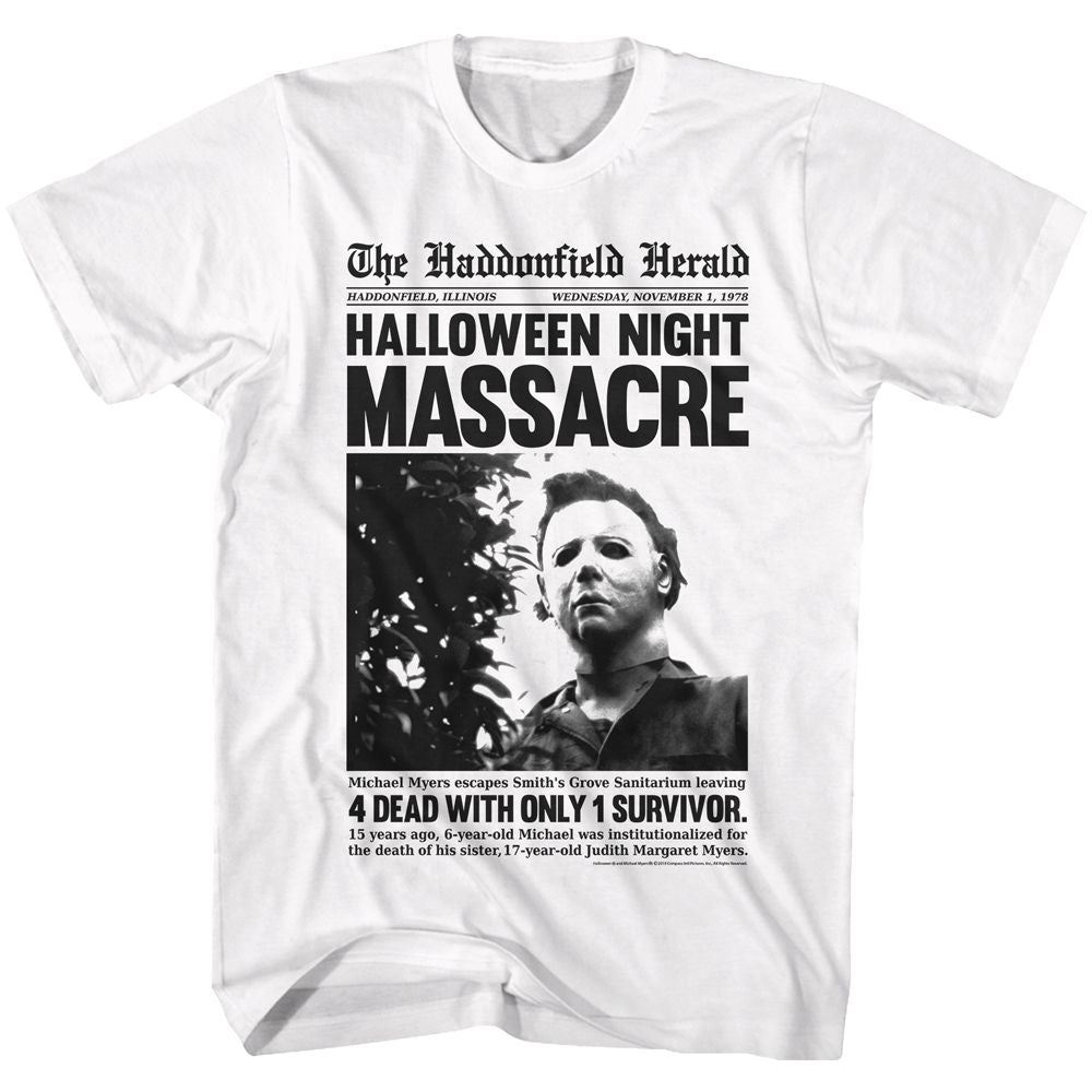 HALLOWEEN-HADDONFIELD HERALD-WHITE ADULT S/S TSHIRT