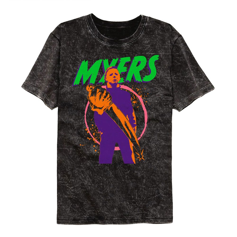 HALLOWEEN-HALLOWEEN COLORFUL MYERS-MINERAL WASH BLACK ADULT S/S TSHIRT