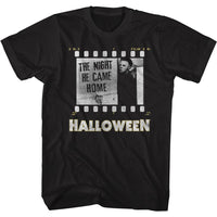 Thumbnail for HALLOWEEN-FILM STRIP-NO KNIFE-BLACK ADULT S/S TSHIRT