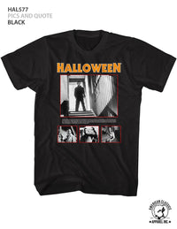 Thumbnail for HALLOWEEN-PICS AND QUOTE-BLACK ADULT S/S TSHIRT