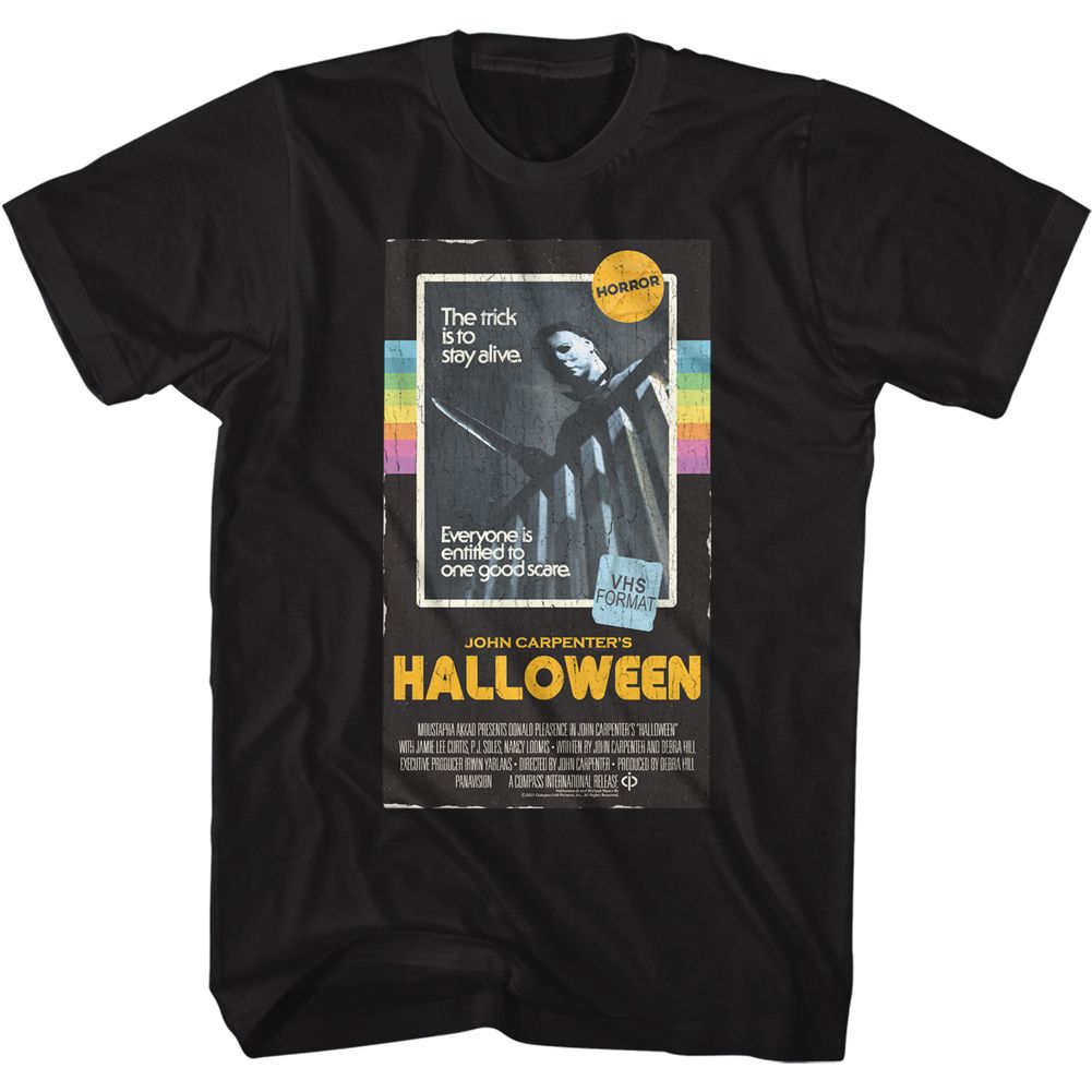 HALLOWEEN-VHS TAPE-BLACK ADULT S/S TSHIRT