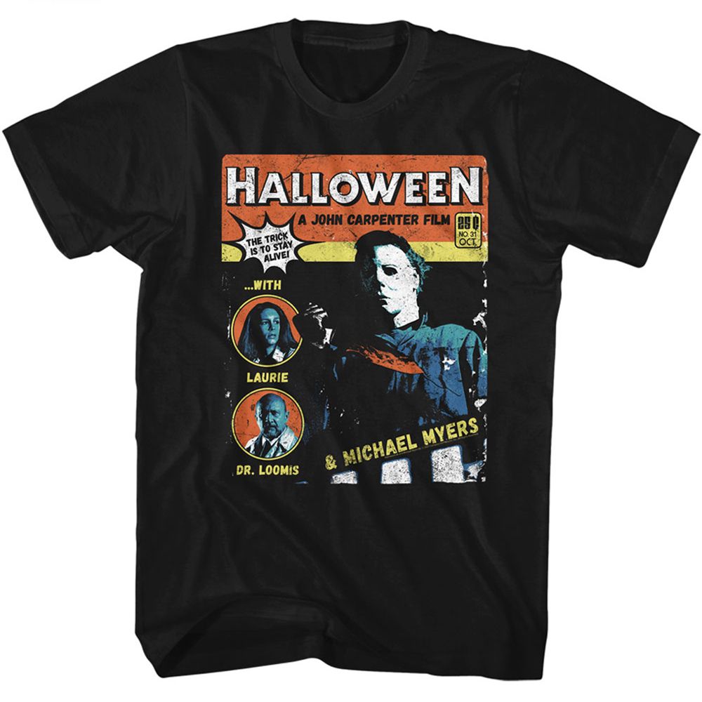 HALLOWEEN-HALLOWEEN COMIC-BLACK ADULT S/S TSHIRT