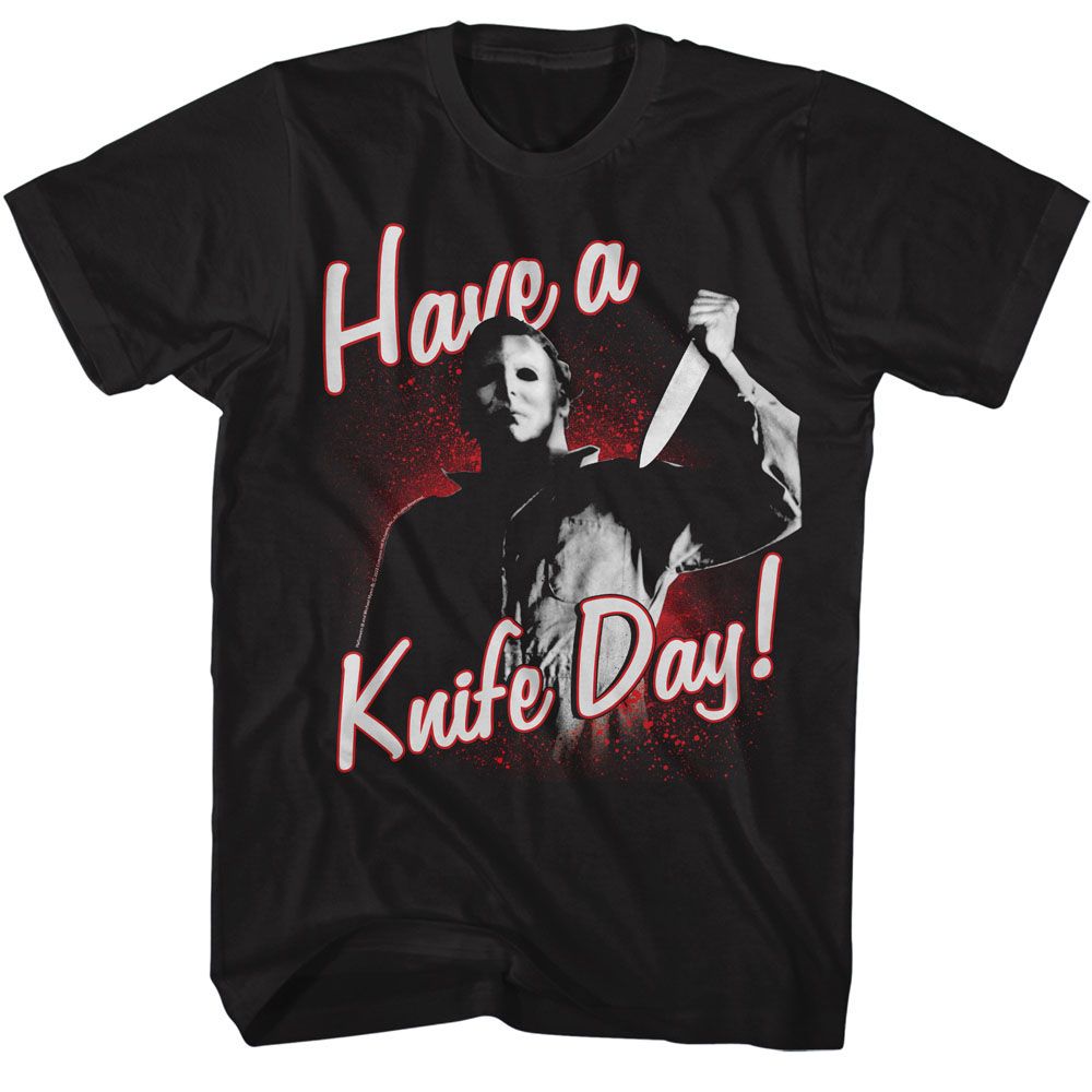 HALLOWEEN-HALLOWEEN HAVE A KNIFE DAY-BLACK ADULT S/S TSHIRT