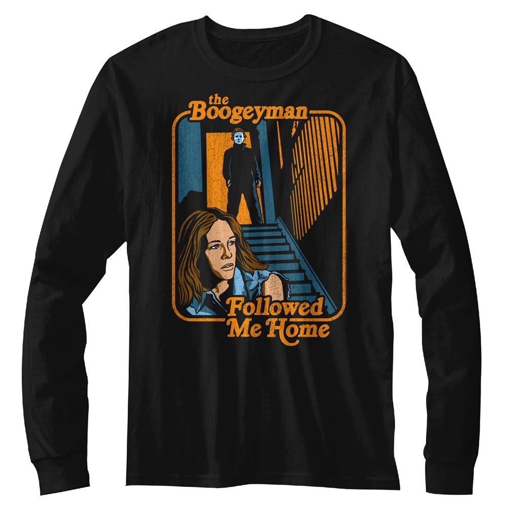 HALLOWEEN-HALLOWEEN BOOGEYMAN NO KNIFE-BLACK ADULT L/S TSHIRT