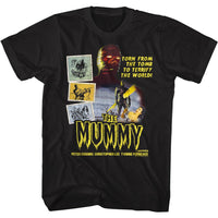 Thumbnail for HAMMER HORROR-MUMMY WITH PHOTOGRAPHS-BLACK ADULT S/S TSHIRT