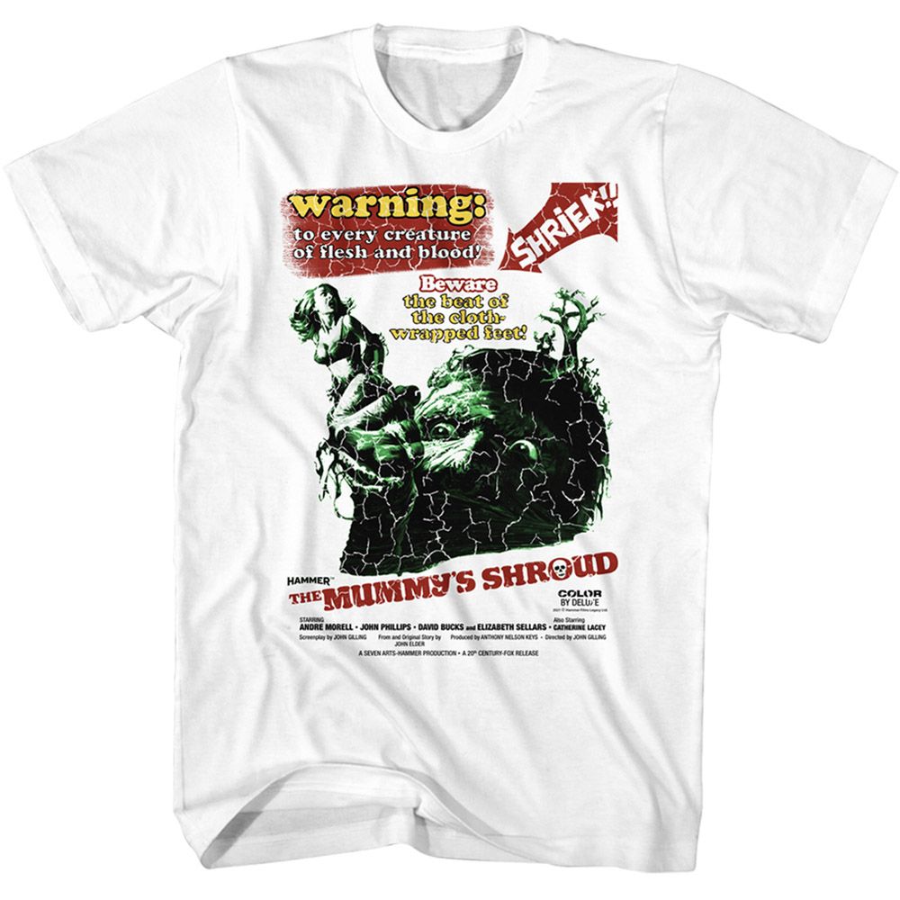 HAMMER HORROR-HAMMER HORROR THE MUMMYS SHROUD-WHITE ADULT S/S TSHIRT