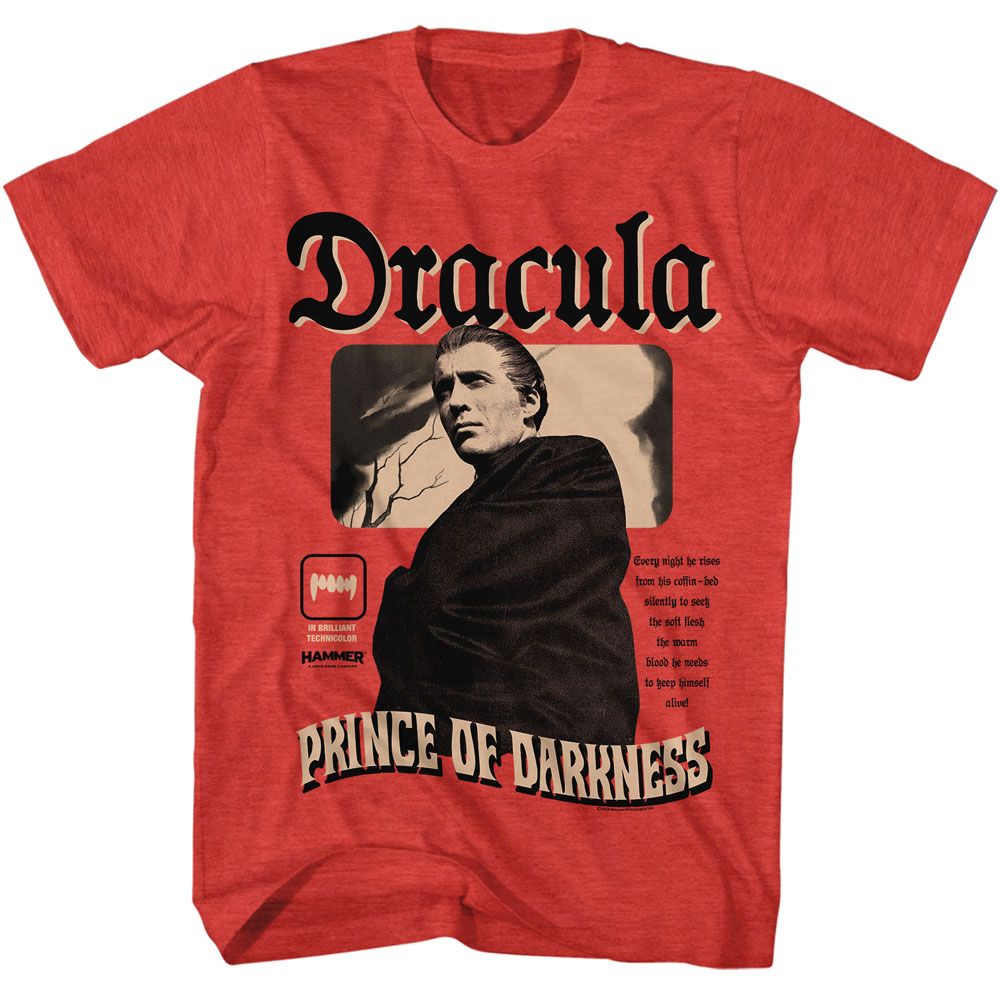 HAMMER HORROR-HAMMER HORROR PRINCE OF D-RED HEATHER ADULT S/S TSHIRT