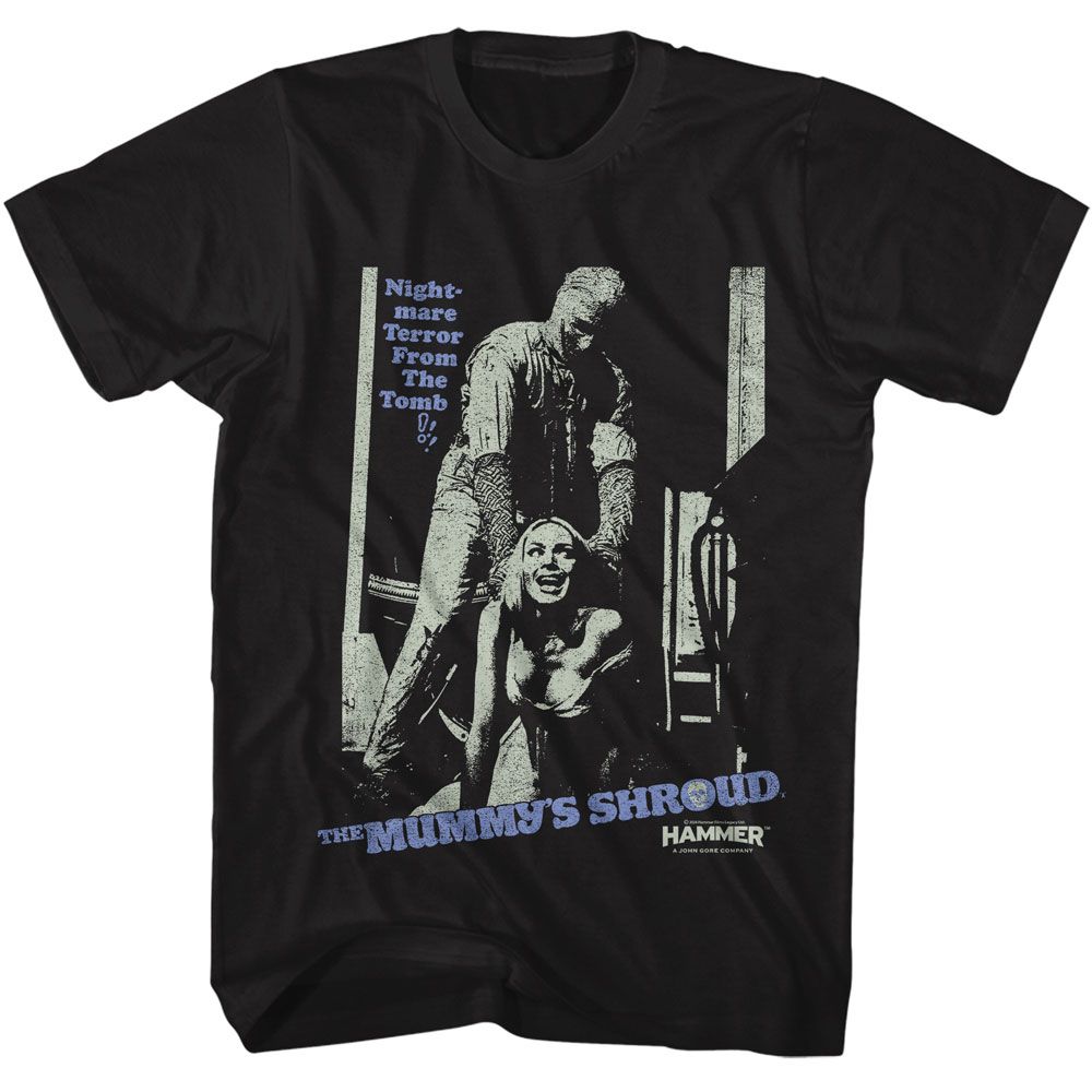 HAMMER HORROR-HAMMER HORROR MUMMY ATTACK-BLACK ADULT S/S TSHIRT