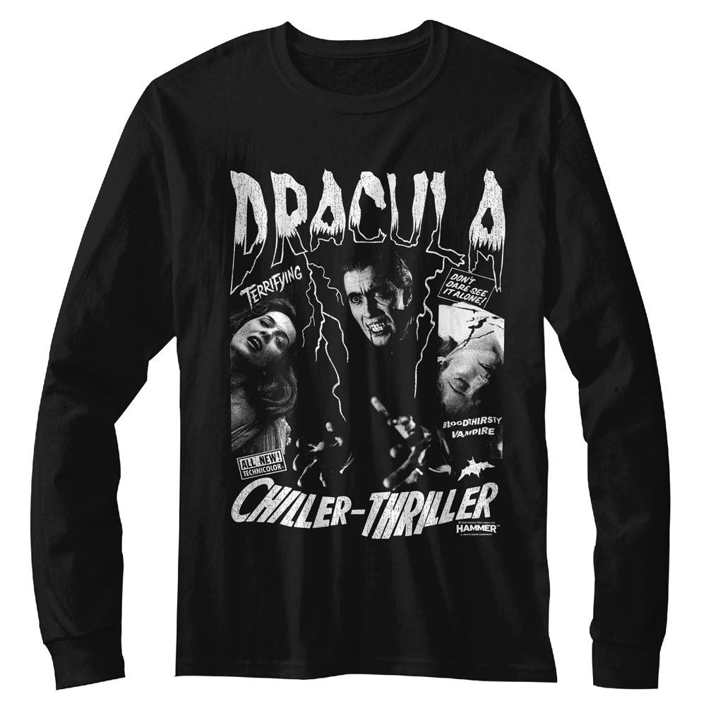 HAMMER HORROR-HAMMER HORROR CHILLER THRILLER-BLACK ADULT L/S TSHIRT