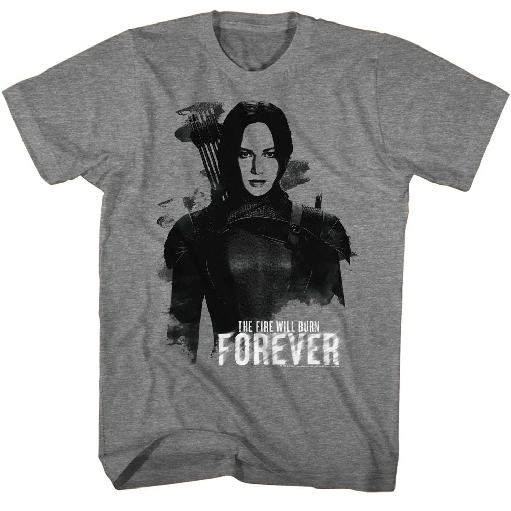 HUNGER GAMES-HUNGER GAMES KATNISS BURN FOREVER-GRAPHITE HEATHER ADULT S/S TSHIRT