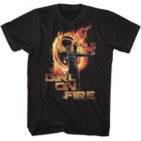 Thumbnail for HUNGER GAMES-HUNGER GAMES GIRL ON FIRE-BLACK ADULT S/S TSHIRT