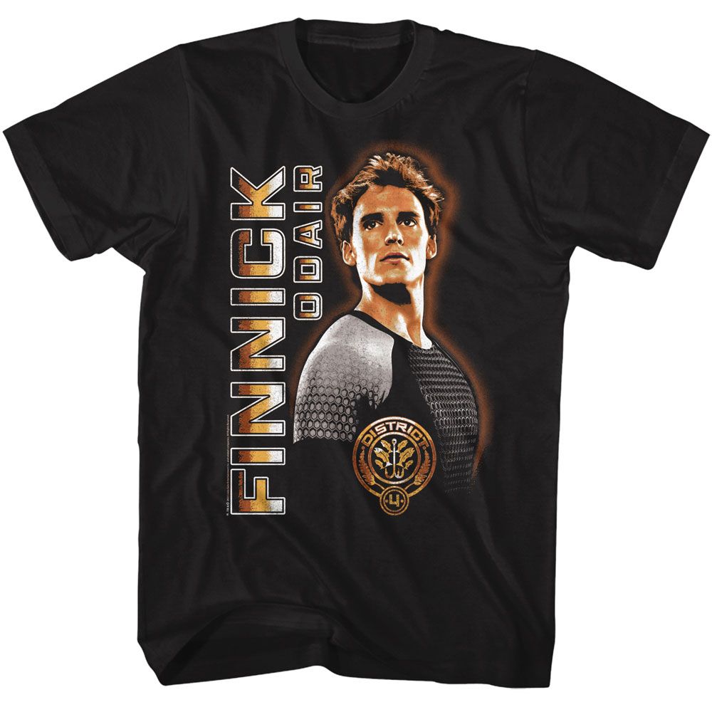 HUNGER GAMES-HUNGER GAMES FINNICK VERTICAL TEXT-BLACK ADULT S/S TSHIRT
