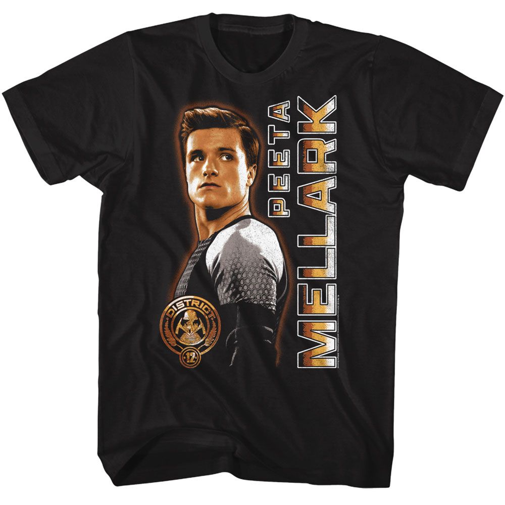 HUNGER GAMES-HUNGER GAMES PEETA VERTICAL TEXT-BLACK ADULT S/S TSHIRT