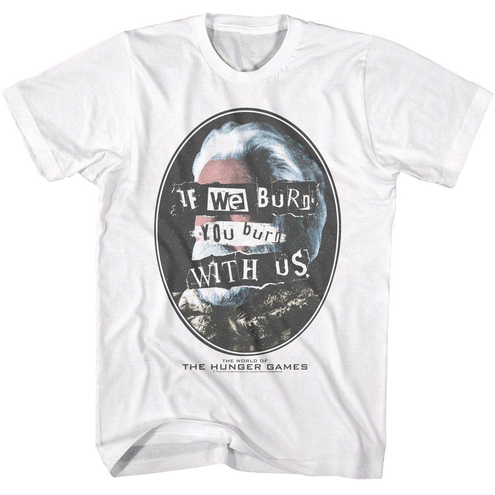 HUNGER GAMES-HUNGER GAMES BURN WITH US-WHITE ADULT S/S TSHIRT