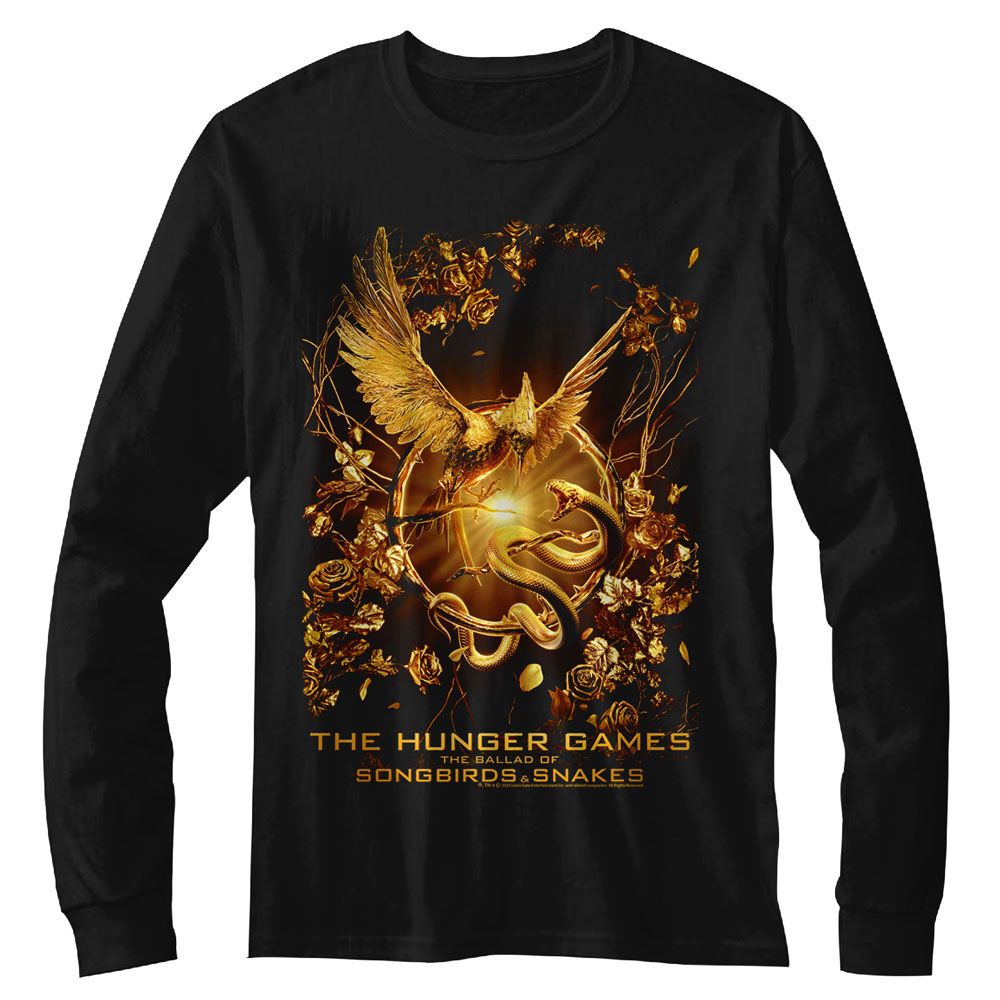 HUNGER GAMES-HUNGER GAMES SONGBIRD SNAKES POSTER-BLACK ADULT L/S TSHIRT