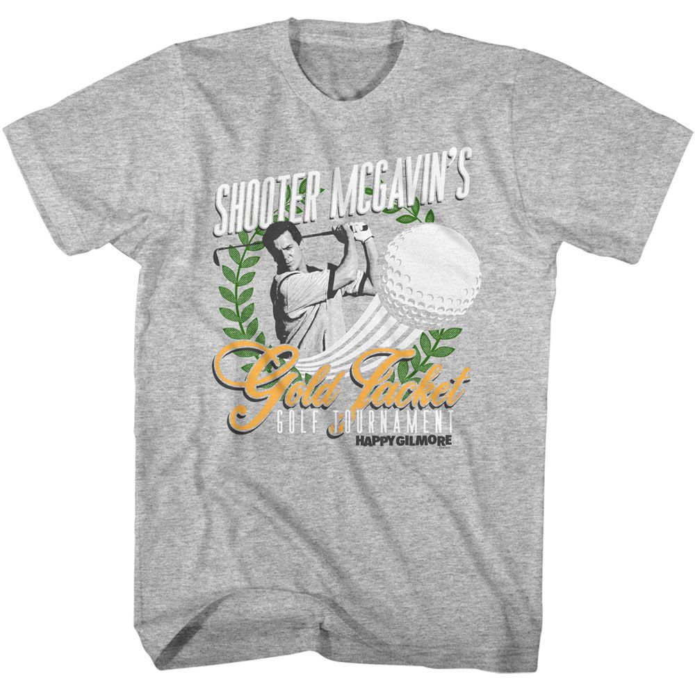 HAPPY GILMORE-HAPPY GILMORE GOLD JACKET TOURNAMENT-GRAY HEATHER ADULT S/S TSHIRT