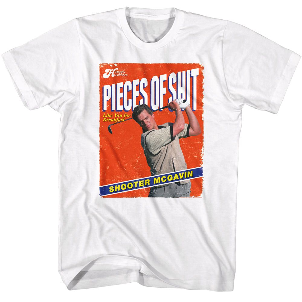 HAPPY GILMORE-HAPPY GILMORE POS FOR BREAKFAST-WHITE ADULT S/S TSHIRT