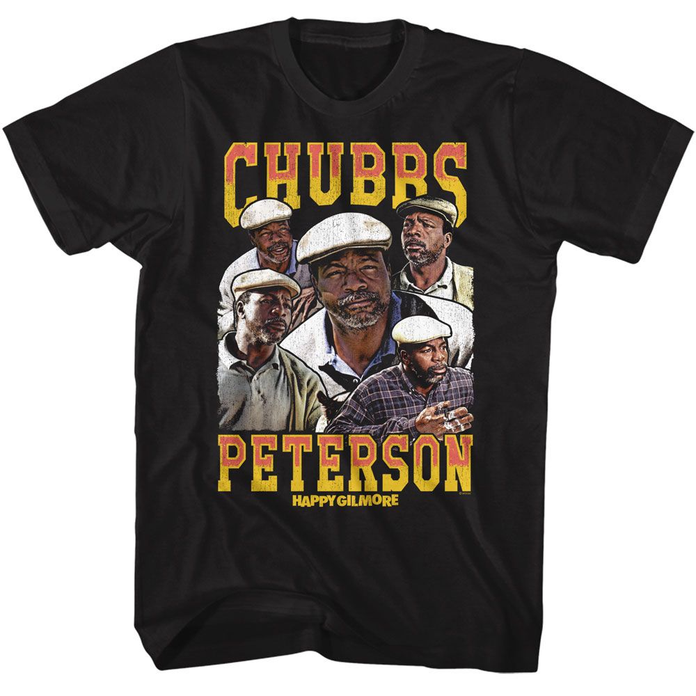 HAPPY GILMORE-HAPPY GILMORE CHUBBS PETERSON-BLACK ADULT S/S TSHIRT