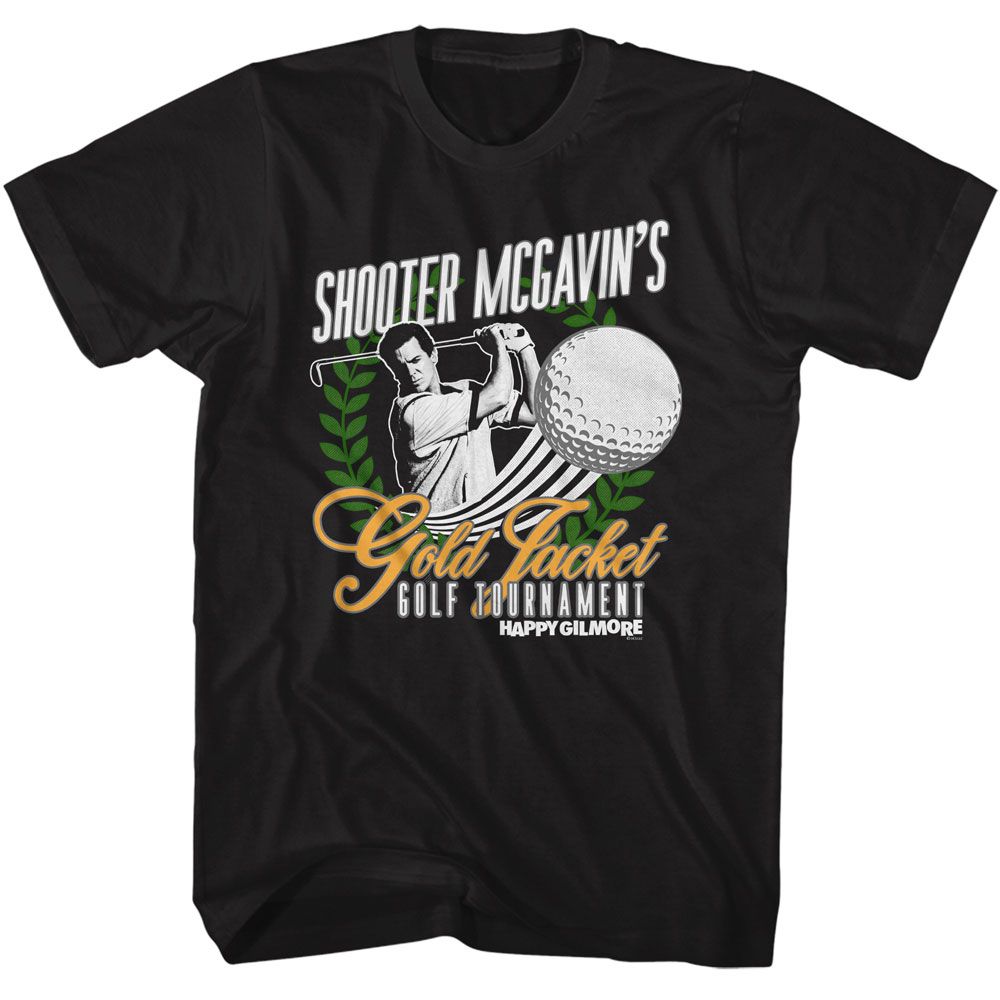 HAPPY GILMORE-HAPPY GILMORE GOLD JACKET TOURNAMENT-BLACK ADULT S/S TSHIRT