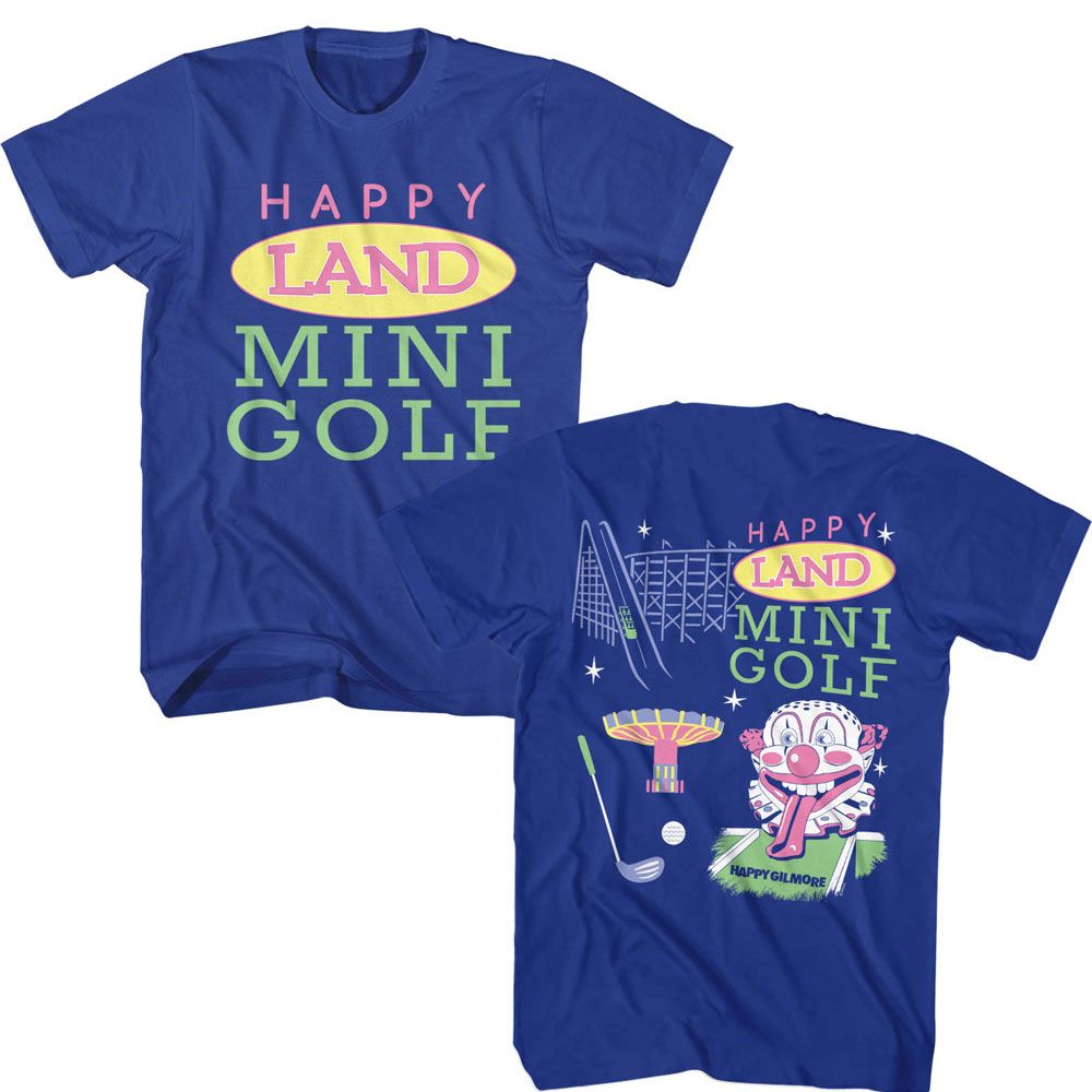 HAPPY GILMORE-HAPPY GILMORE HAPPY LAND MINI GOLF-ROYAL ADULT S/S TSHIRT
