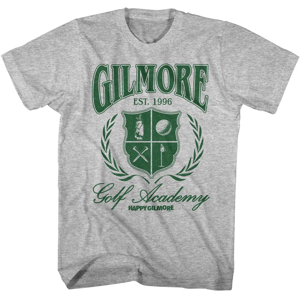HAPPY GILMORE-HAPPY GILMORE GOLF ACADEMY-GRAY HEATHER ADULT S/S TSHIRT