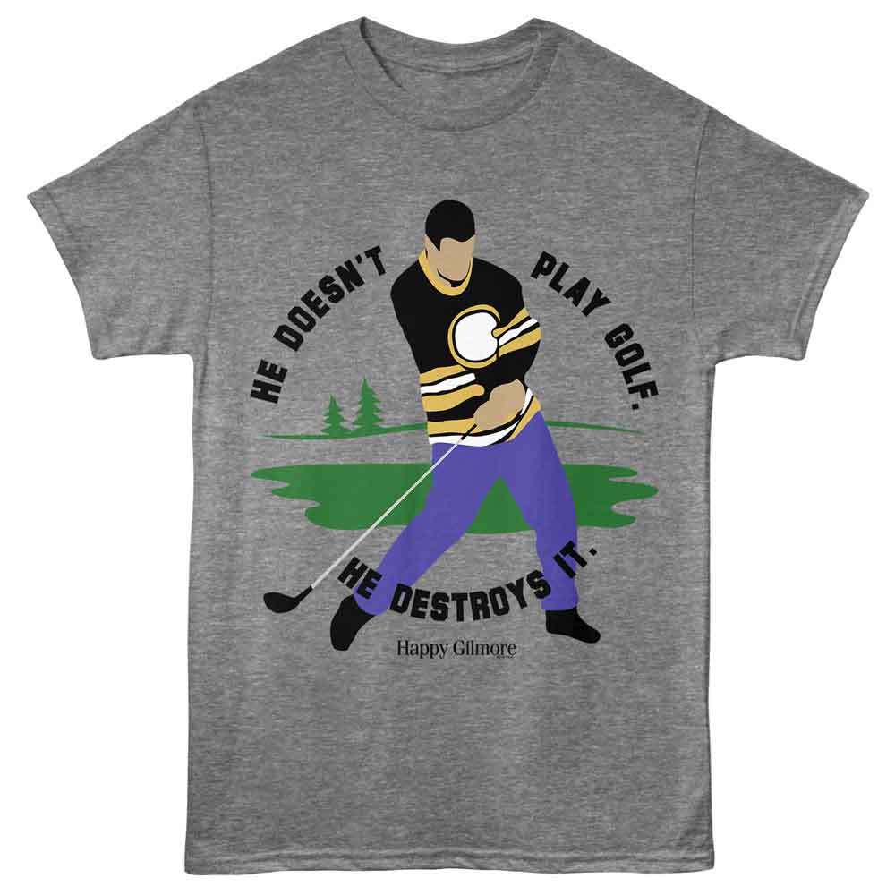 HAPPY GILMORE-HAPPY GILMORE HE DOESNT PLAY GOLF-GRAPHITE HEATHER ADULT S/S TSHIRT