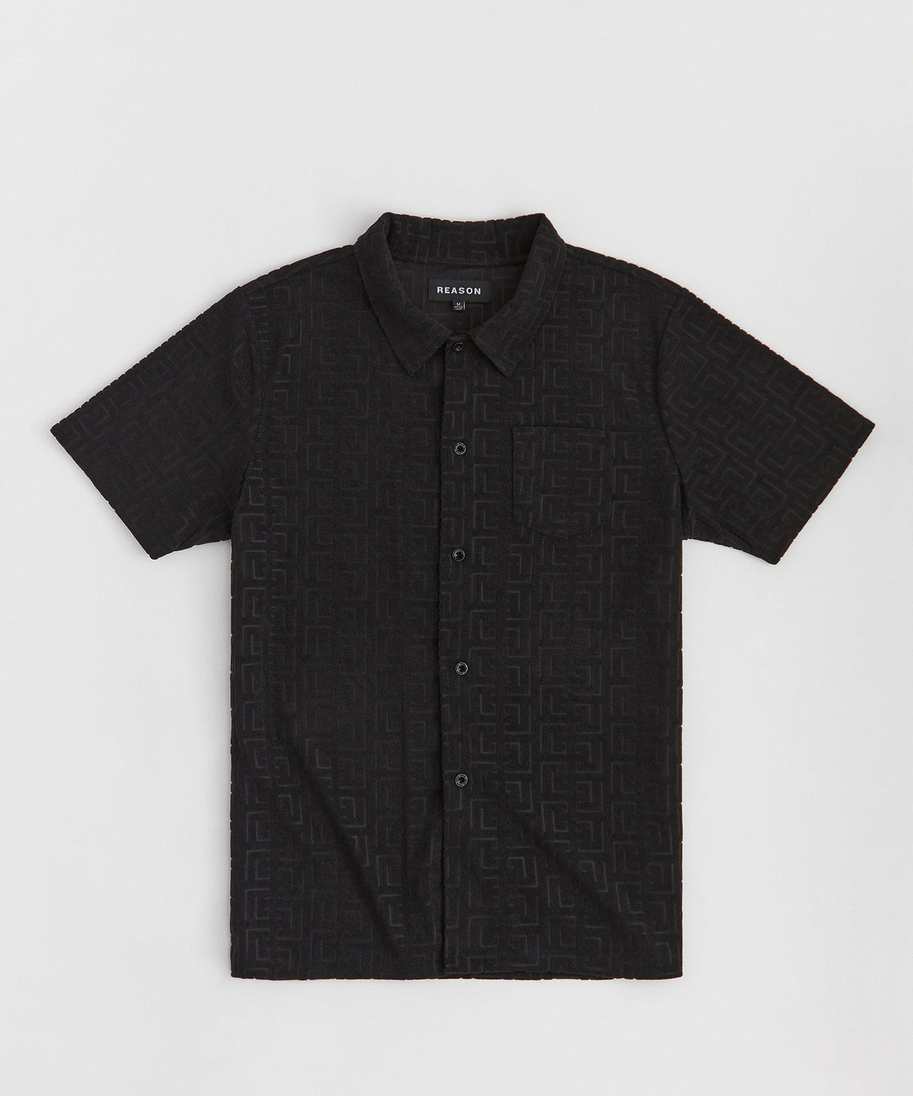 Geometric Viscose Button-Down Short Sleeve Shirt