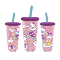 Thumbnail for Hello Kitty Friends Rainbows And Clouds  24oz Plastic Boba Tumbler w Lid and Straw – 12 pc ppk ($5.75 each)