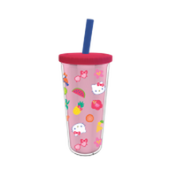 Thumbnail for Hello Kitty Tropical Tossed Icons  24oz Plastic Boba Tumbler w Lid and Straw – 12 pc ppk ($5.75 each)