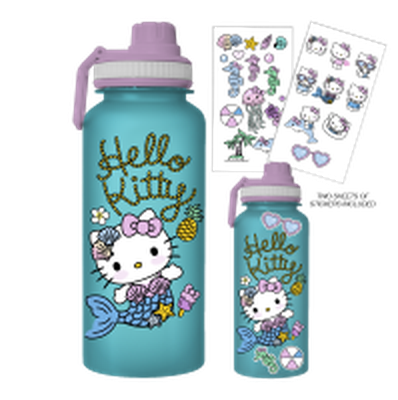 Hello Kitty Mermaid  32oz Twist Spout Plastic Bottle w Sticker Set – 12 pc ppk ($6.75 each)