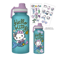 Thumbnail for Hello Kitty Mermaid  32oz Twist Spout Plastic Bottle w Sticker Set – 12 pc ppk ($6.75 each)
