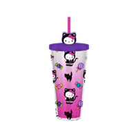 Thumbnail for HELLO KITTY HALLOWEEN BLACK CAT CANDY TOSS  24oz Plastic Cold Cup w/ Lid and Topper Straw – 12 pc ppk ($6.50 each)