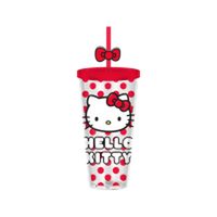 Thumbnail for Hello Kitty Face And Dots Red 24oz Plastic Cold Cup w/ Lid and Topper Straw – 12 pc ppk ($6.50 each)