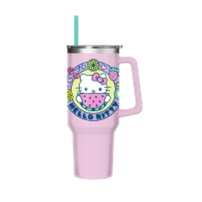 HELLO KITTY KAWAII FRUIT  40oz Stainless Steel Tumbler w Handle – 12 pc ppk ($13.75 each)