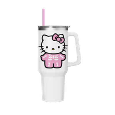 Hello Kitty Skeleton Costume Pink  40oz Stainless Steel Tumbler w Handle – 12 pc ppk ($13.75 each)