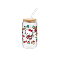 Thumbnail for Hello Kitty Sweet Holiday  16oz Glass Tumbler w Bamboo Lid and Glass Straw – 12 pc ppk ($6.00 each)