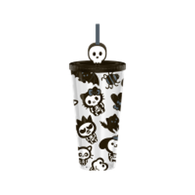 Hello Kitty And Friends Skeleton Group  24oz Plastic Cold Cup w/ Lid and Topper Straw – 12 pc ppk ($6.50 each)