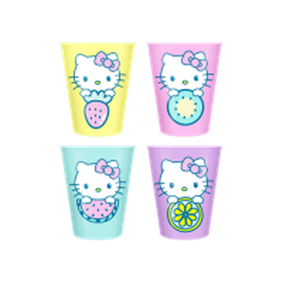 Hello Kitty Neon Holding Fruit 4pc 1.5oz Plastic Mini Cup Set – 24 pc ppk ($3.50 each)