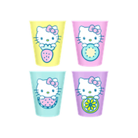 Thumbnail for Hello Kitty Neon Holding Fruit 4pc 1.5oz Plastic Mini Cup Set – 24 pc ppk ($3.50 each)