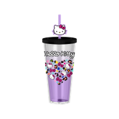 Hello Kitty Jungle Heart  24oz Plastic Cold Cup w/ Lid and Topper Straw – 12 pc ppk ($6.50 each)