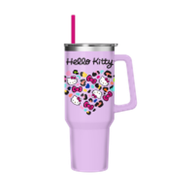 Hello Kitty Jungle Heart  40oz Stainless Steel Tumbler w Handle – 12 pc ppk ($13.75 each)
