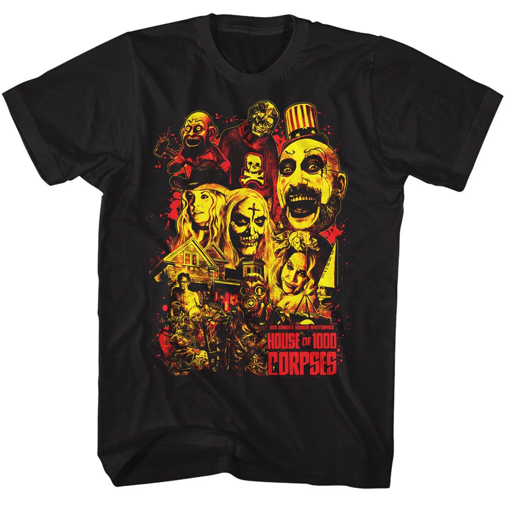 HOUSE OF 1000 CORPSES-HO1C COLLAGE ART-BLACK ADULT S/S TSHIRT