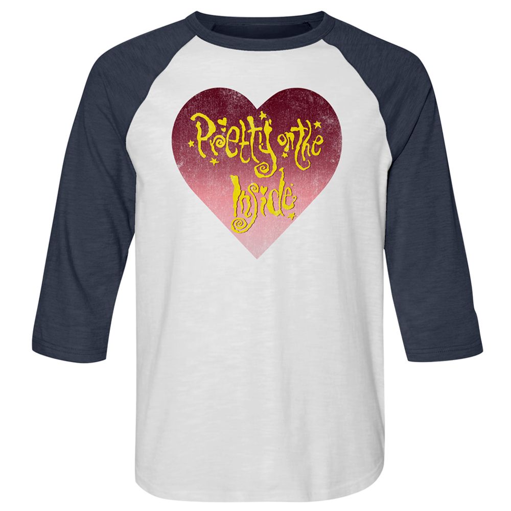HOLE-PRETTY ON INSIDE-WHITE HEATHER/VINTAGE NAVY ADULT 3/4 SLEEVE RAGLAN