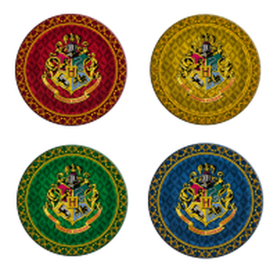 Harry Potter Hogwarts Crest Solid Diamond Pattern  4pc Melamine Plate Set – 24 pc ppk ($12.76 each)