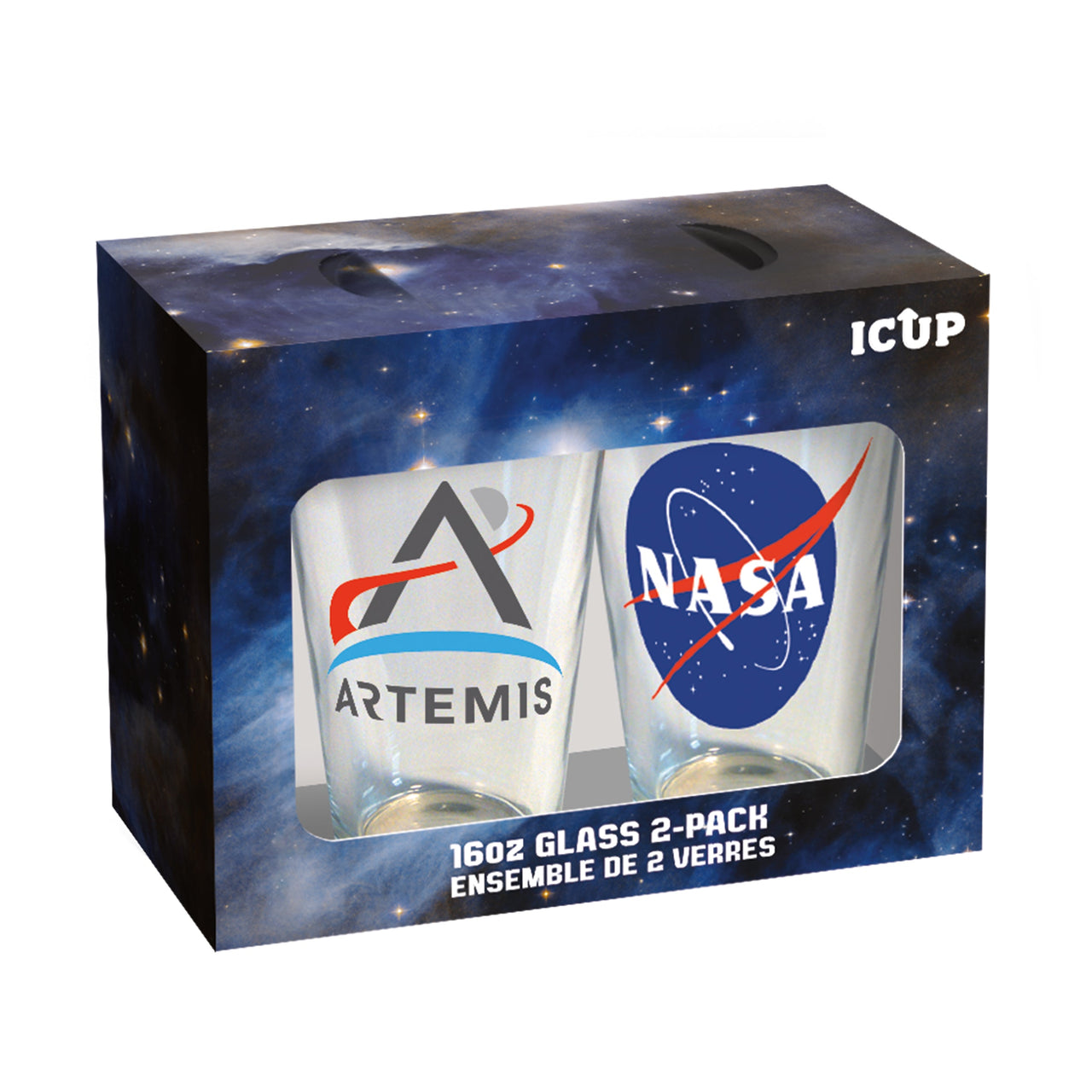 NASA Glass Drinking Glass Set (2-Pack / 16oz) – 4 PC PPK