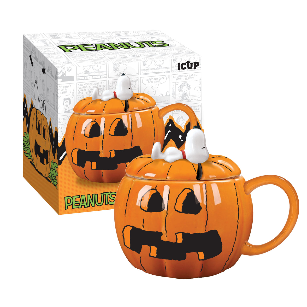 Peanuts Snoopy Pumpkin Ceramic Mug with Lid (18oz) – 4 PC PPK ($13.25 each)