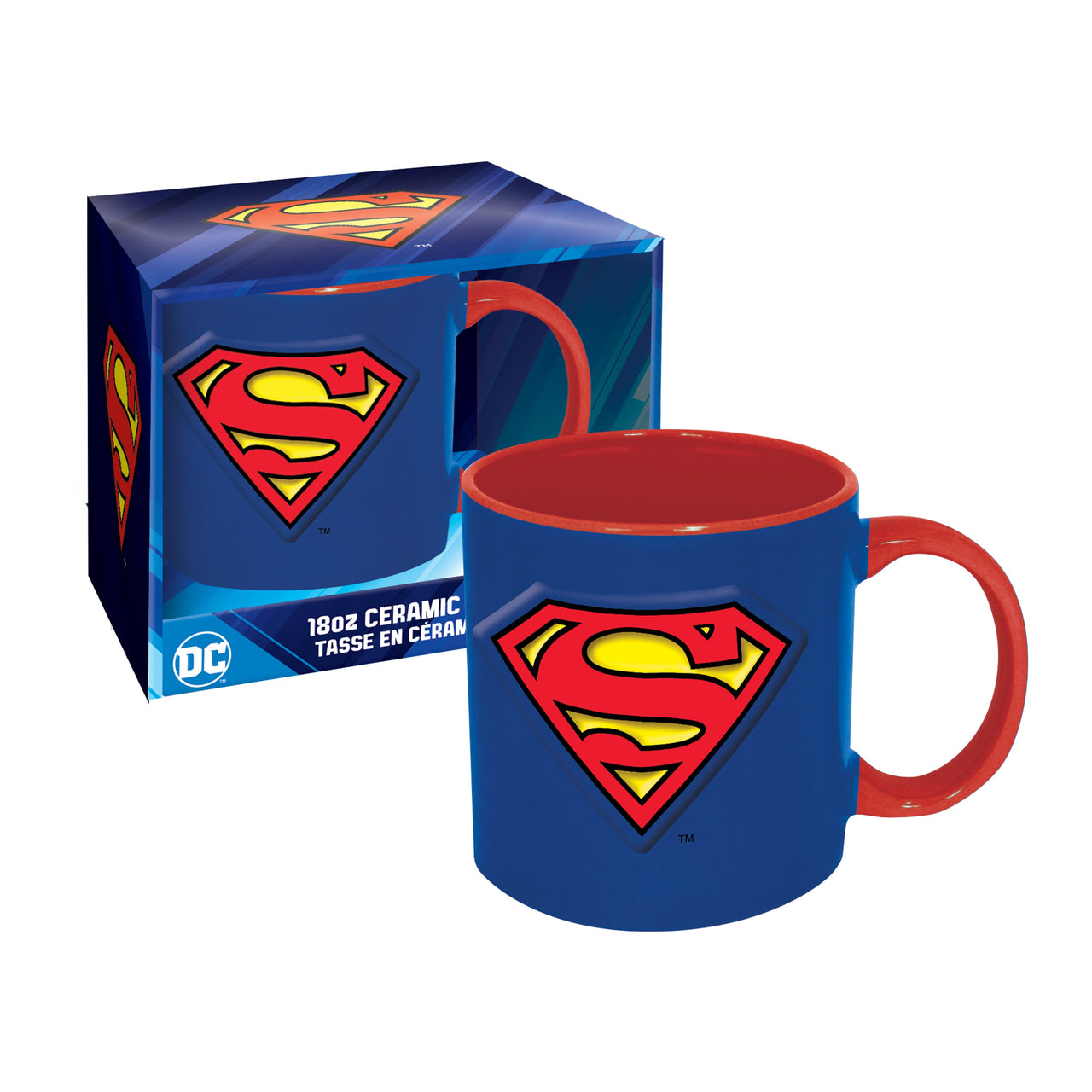 DC Comics Superman Logo Embossed Ceramic Mug (18oz) – 4 PC PPK